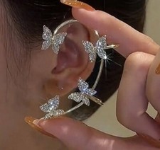 Gold Elegant Butterfly Rhinestone Ear Cuff Clip