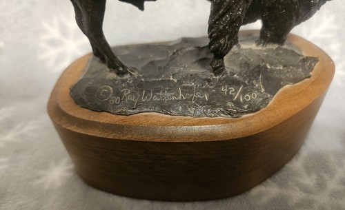 Lunch Time By Ray Wattenhofer 1980 Bronze Sculpture Statue Western 42/100 - Picture 9 of 12