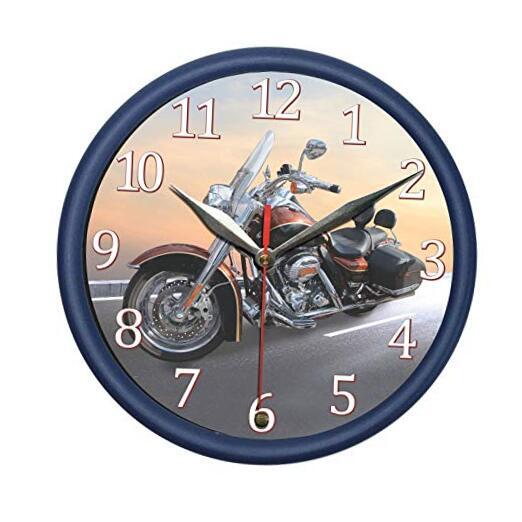 Motorcycle Themed 8 Inch Wall Clock with Sound and Light Effects
