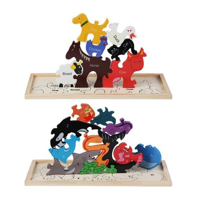 3D Cartoon Puzzles Educational Toy Great Gift Creative Cognitive Game Wooden