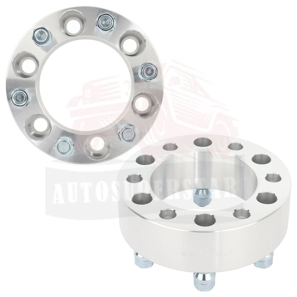 2 Pcs 2" 50mm 6x5.5 108mm Wheel Spacers 14x1.5 Studs For GMC C2500 4.3L  5.0L - Imagem 2 de 4