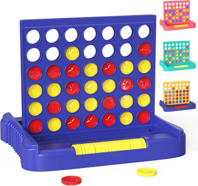 Connect 4 in a Row Game   Portable Foldable Board for Kids & Teens 6 Spare Discs