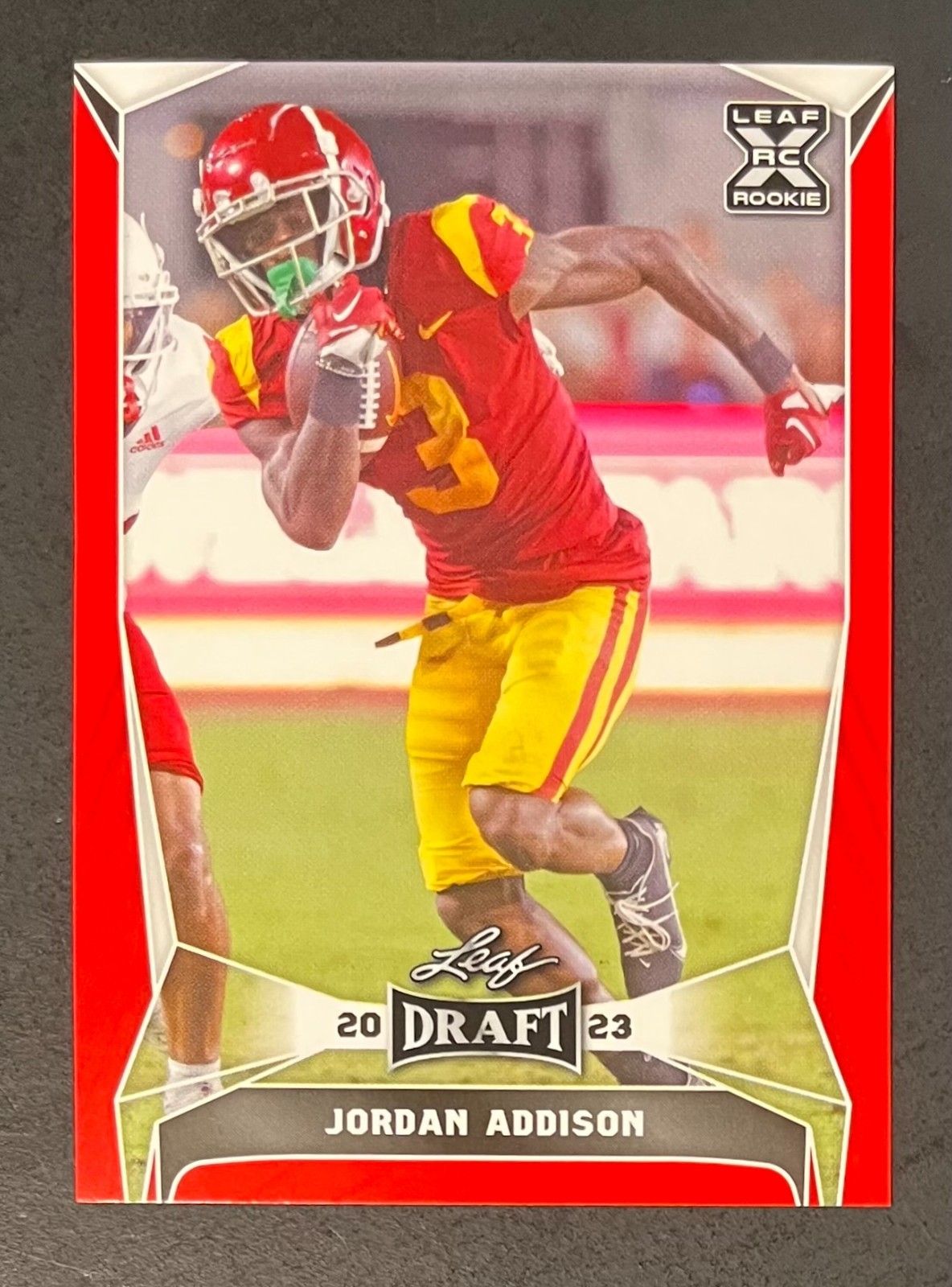 🏈JORDAN ADDISON RC 2023 Leaf Draft RED parallel USC🔴🟡Vikings🟣⚪#55 comb ship