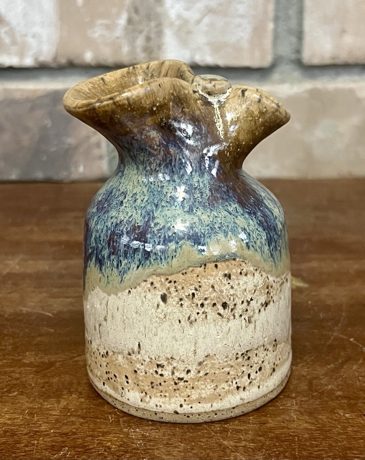J. Chapman Signed Studio Pottery Mini Vase – Drip Glaze – 4” Handmade Ceramic