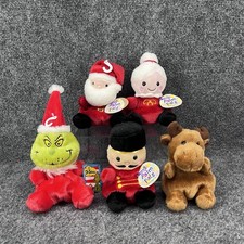 Palm Pals Mini Plush Christmas Beanies Lot- 5 Santa Mrs Claus Nutcracker Grinch