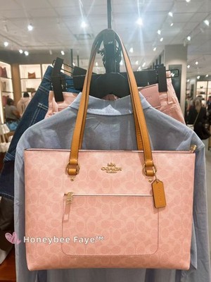 Nwt Coach CEA21 Station Tote Bag In Signature Canvas Powder Pink