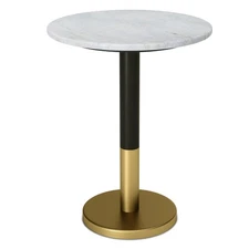 SIMPLIHOME Evans 16-inch Wide End Table White Genuine Marble and Black/Gold Iron