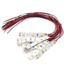 Modellbahn LED Hausbeleuchtung 10 Stk. Warmweiß 5cm 3-LED 12-18 V mit Kabel