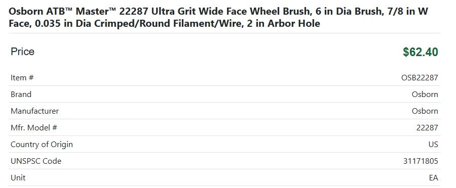 OSBORN 6" X 7/8 FACE MASTER WHEEL .035" CABLE PRENSADO 2" EJE "NUEVO" 2/PACK 22287 Foto 3 de 4