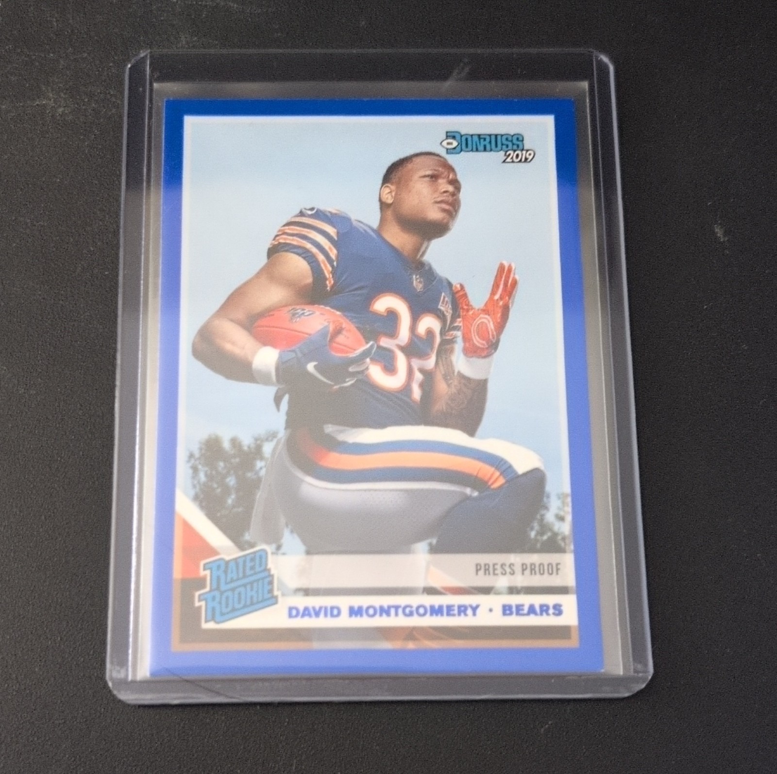 2019 Panini Donruss Rated Rookie Press Proof Blue David Montgomery #311 Bears