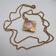 1970 Chaika Vintage USSR Women's Gilding AU Watch Pendant Working 17Jew Box