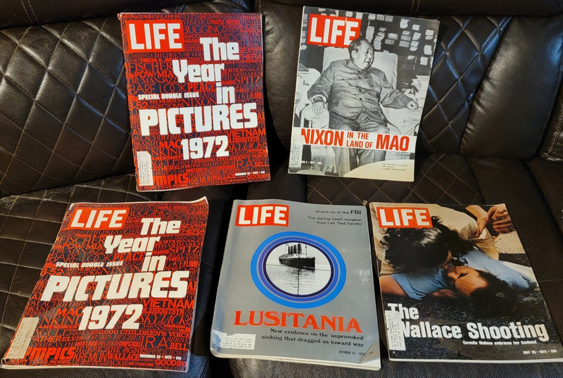 8 Vintage 1972 LIFE Magazines