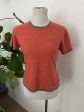 Neiman Marcus Exclusive Wool Sweater XL Extra Fine Merino Wool Peach Gray Vtg