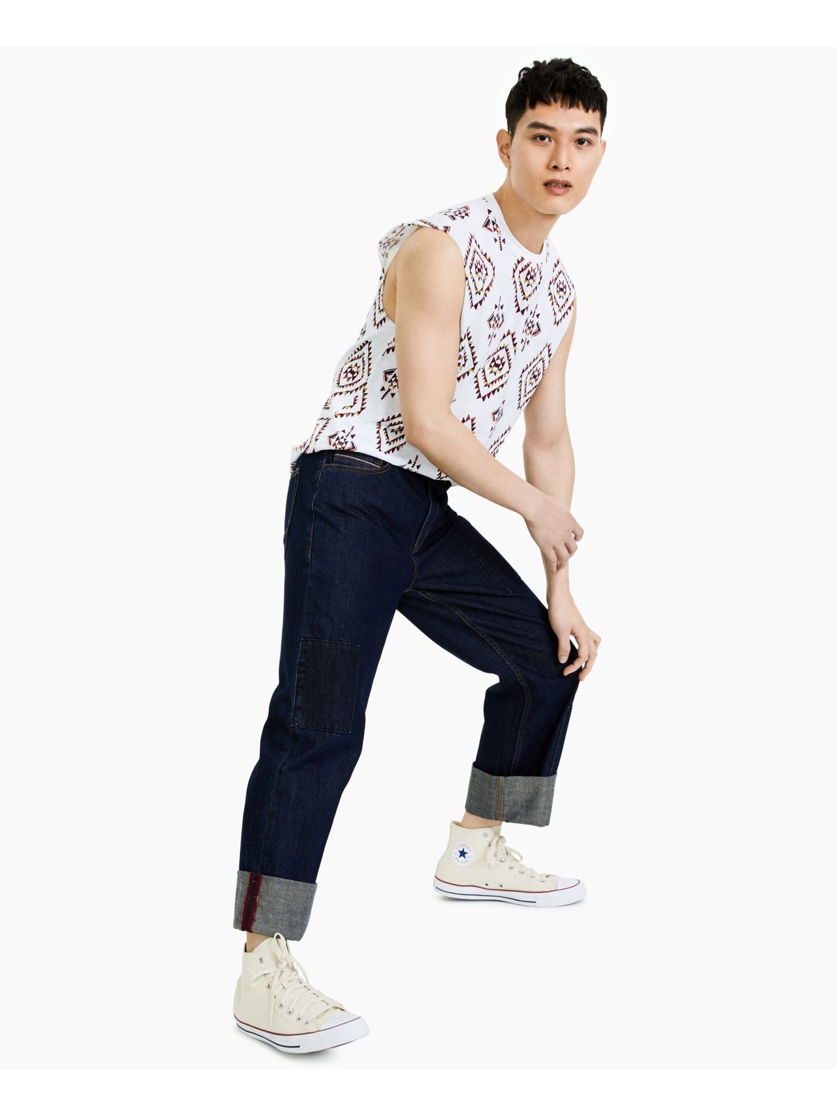 SUN STONE Мужские джинсы Kingsley Blue Flat Front свободный крой из денима 29 2390₽