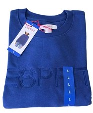 NEW Esprit Womens Logo Fleece Blue Crewneck Viral 80s Sweatshirt Sz. Large NWT