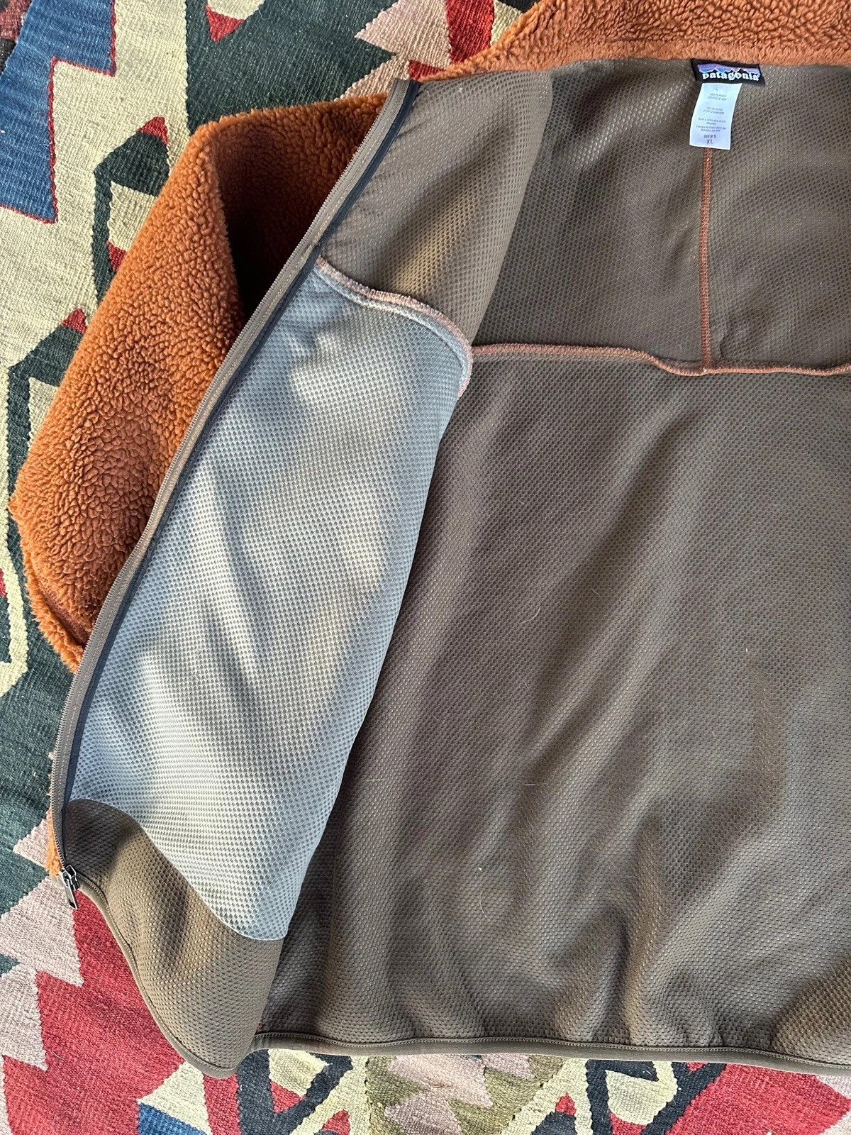 Rare PATAGONIA Deep Pile Fleece Brown Cedar Cardigan Gorpcore Retro-X XL   thumbnail 5