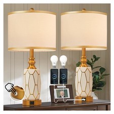 workluurop Set of 2 Touch Control Table Lamps for Bedroom , Ceramic Table Lamp