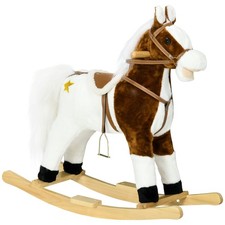 Qaba Rocking Horse w/Sound,Ride on Horse w/Saddle,Toddler Rocker,Gift for 3-8 Ye
