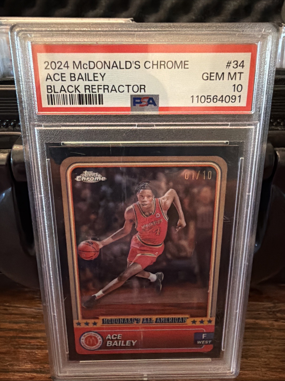 2024 TOPPS CHROME MCDONALD'S ALL AMERICAN BLACK REFRACTOR ACE BAILEY 01/10