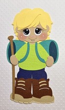 Hiking Girl Blonde Hair. Scrapbook, Card Making Paper Piecing