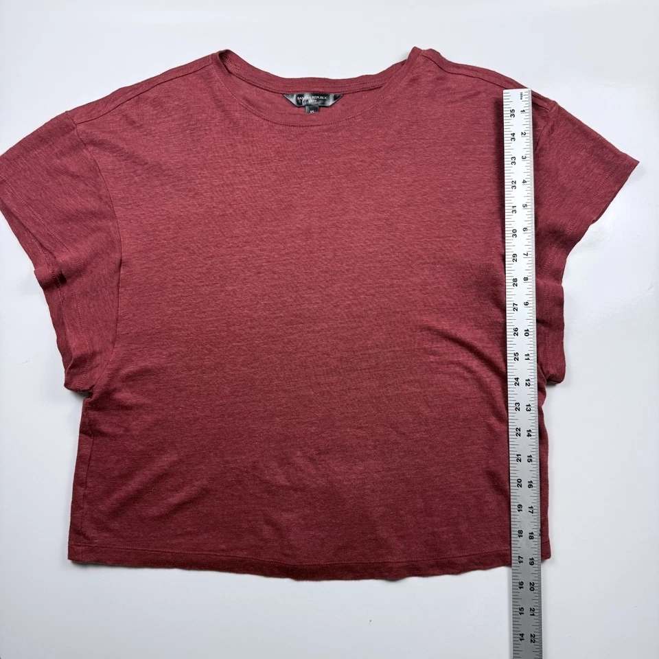 Camiseta informal ligera de manga corta roja XS de lino Banana Republic para mujer Foto 4 de 4