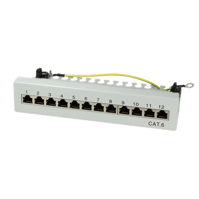 LogiLink Patchpanel für Tisch/Wand CAT 6 STP 12 Ports lichtgrau