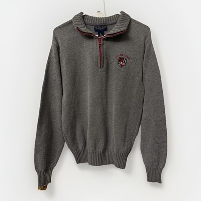 VTG US Polo Assn 1890 Mens L 1/4 Zip Grey Fleece Pullover Sweatshirt Logo Knit