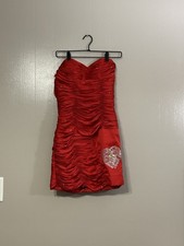 Mac Duggal Womes Sequin Beaded Strapless Sweetheart Red Dress Size 4      C139