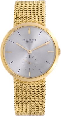 Patek Philippe Calatrava in 18k yellow gold on an original PP mesh bracelet