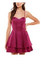 CITY STUDIO Womens Short Dress Pink Formal Lace-up Back Lined  Hem Juniors 7