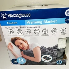Westinghouse Heated Queen Blanket Dual 2 Controller Silky Flannel Lined Sherpa