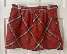 Red Plaid Wool Blend Mini Skirt Y2K Academia Preppy Christmas Vtg Old Navy Sz 6