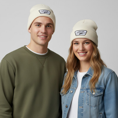 Vans Milford Beanie Unisex Mütze Revershut Logo Front Weiß