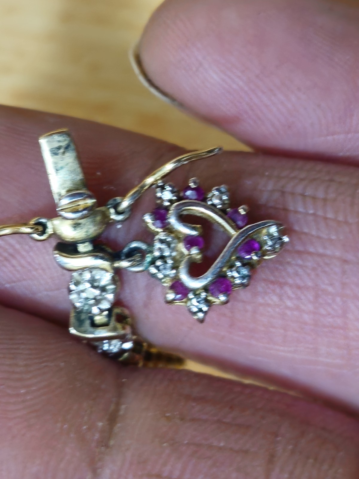 DIAMOND Ruby Charm BRACELET STERLING SILVER Heart… - image 5