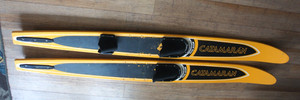 Vintage Pair Sears Catamaran Wedge Edge Combination Wood Water Skis