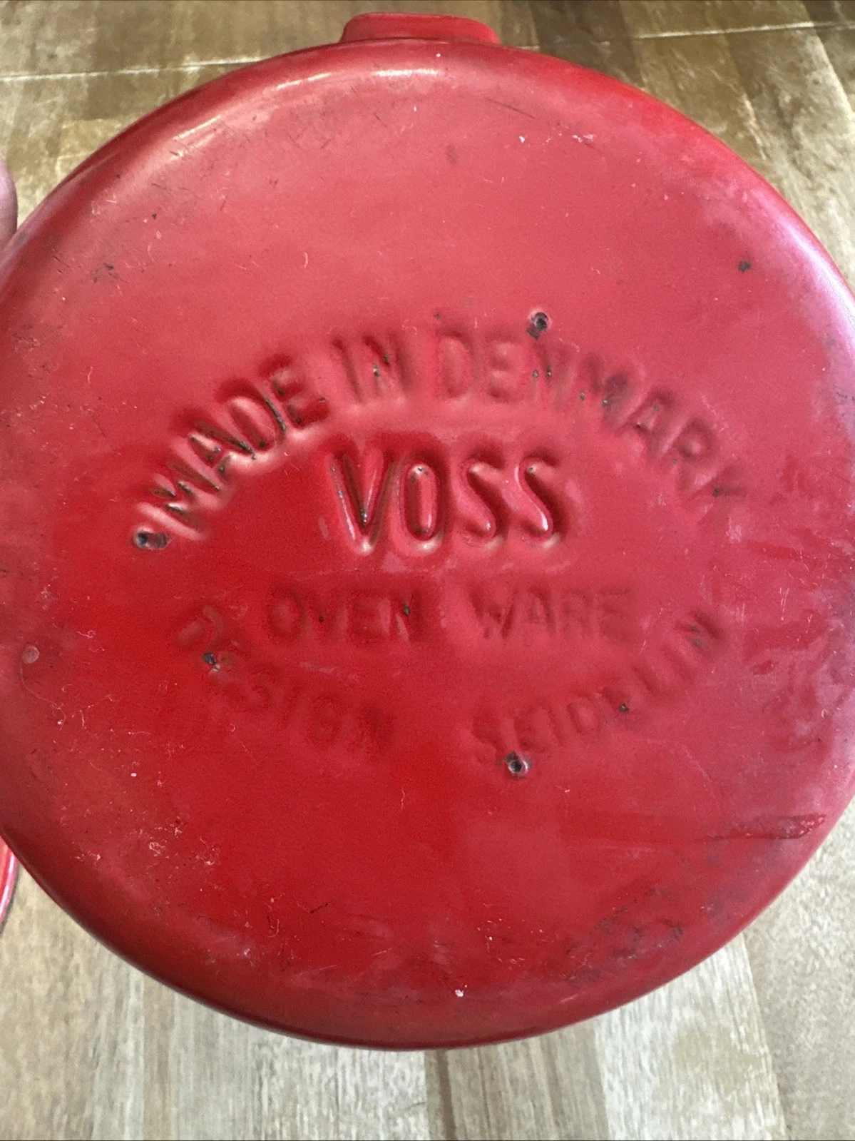 VTG Voss RED Dish Lid Dutch Oven Ware Seidelin MCM Design Enamel Cast Iron EUC!