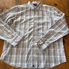 UNTUCKit Men's Collins WF Blue Plaid 100 Cotton Wrinkle Free Sz XL