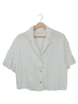 PULL & BEAR Hemd-Bluse Damen Bluse Gr. DE 38 weiß Casual-Look