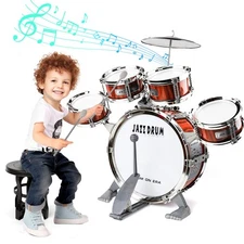 Toy Drum Set for Kids Toddler Jazz Drum Kit with 5 Drums Percussion Musical I...