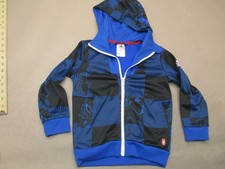 Adidas Size M 5-6 Kids Blue Fleece Shell Hooded Full Zip Activewear Jacket 806
