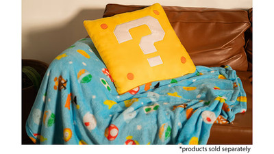 Nintendo Super Mario Game Night ? question block Throw Pillow  - Brand New 18x18