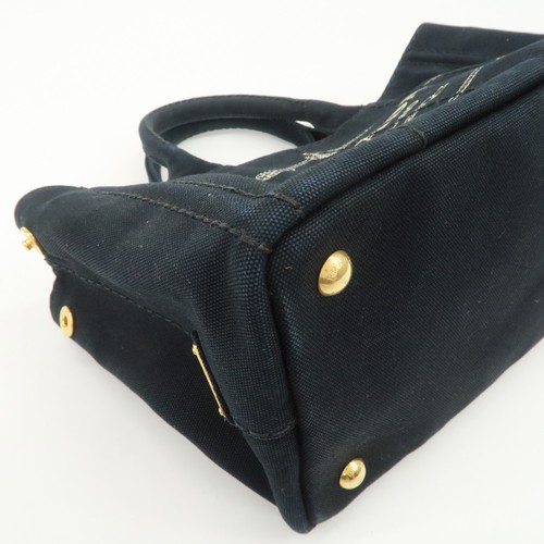 PRADA Logo Canapa Mini Canvas 2Way Bag Hand Bag Shoulder Bag 1BG439 Used F/S - Picture 10 of 24