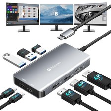 USB-C Docking Station Dual Monitor Adapter, Laptop Docking Station 3 Monitors...