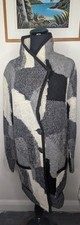 Vtg Dolcezza Gray White Black Abstract Wool Blend Collared Pockets Jacket Sz XL