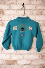 Vintage 90s Kids Apparatus Sweatshirt Size 7 Teal Graphic Travel Pullover Retro