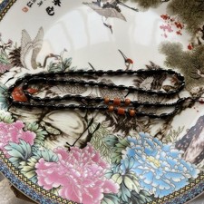 25" Chinese Black Obsidian Jade Beads Necklace - For Pendant