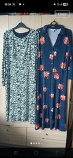 Julipa Blue/Orange Floral Shirt Midi Dress, Collared Button Long Sleeve, 16