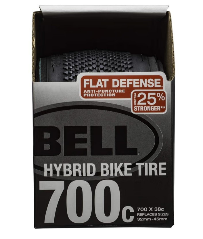 Bell 700c Flat Defense Hybrid Bike Tire 700 X 38c Anti-Puncture Protection 