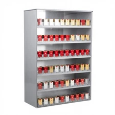 Cigarettes Retail Display Rack Aluminium Cigarettes Cabinet 6 Layers 10 Clips