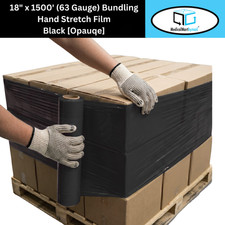 18" x 1500' 63 Gauge 4 Rolls Cast Hand Stretch Wrap Dark Black Shrink Film